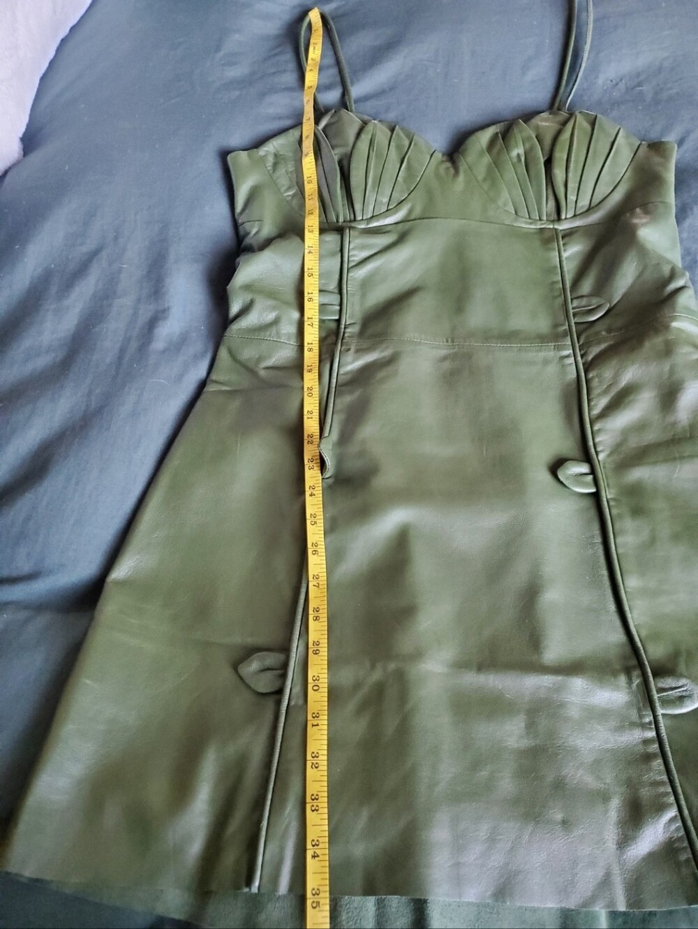 NWT FARM Rio Green 3D Flower Leather Mini Dress Size Large - Picture 7 of 11